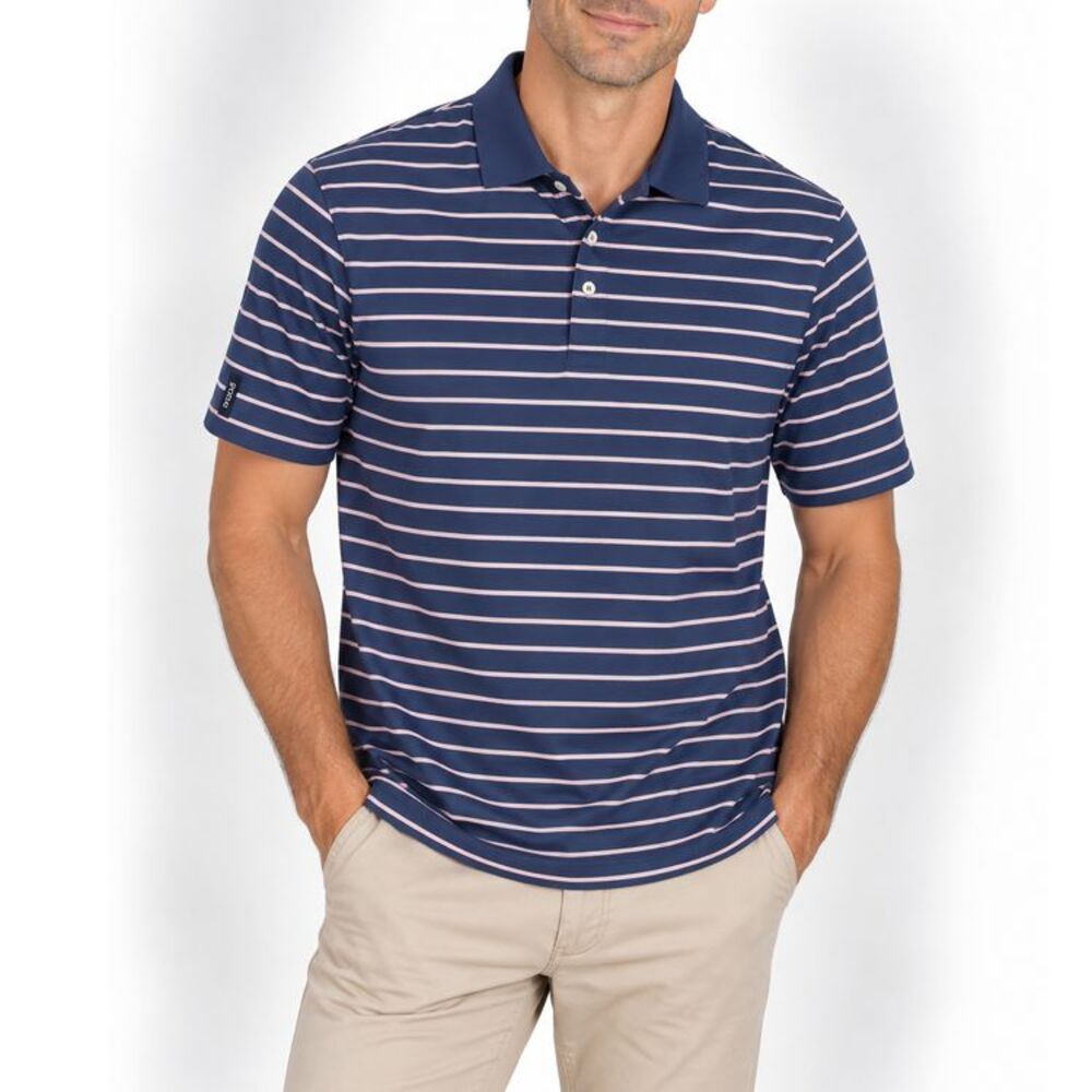 Polo Golf Ralph Lauren Men's XL Navy Blue Pink Striped Golf Polo Shirt
